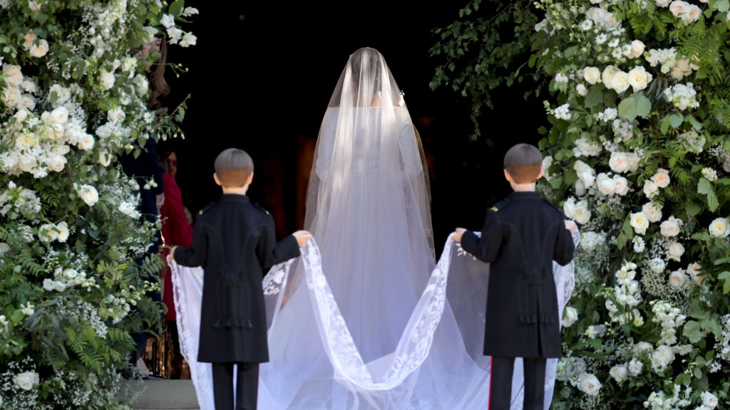 Who were the page boys that carried Meghan Markle's veil at the royal